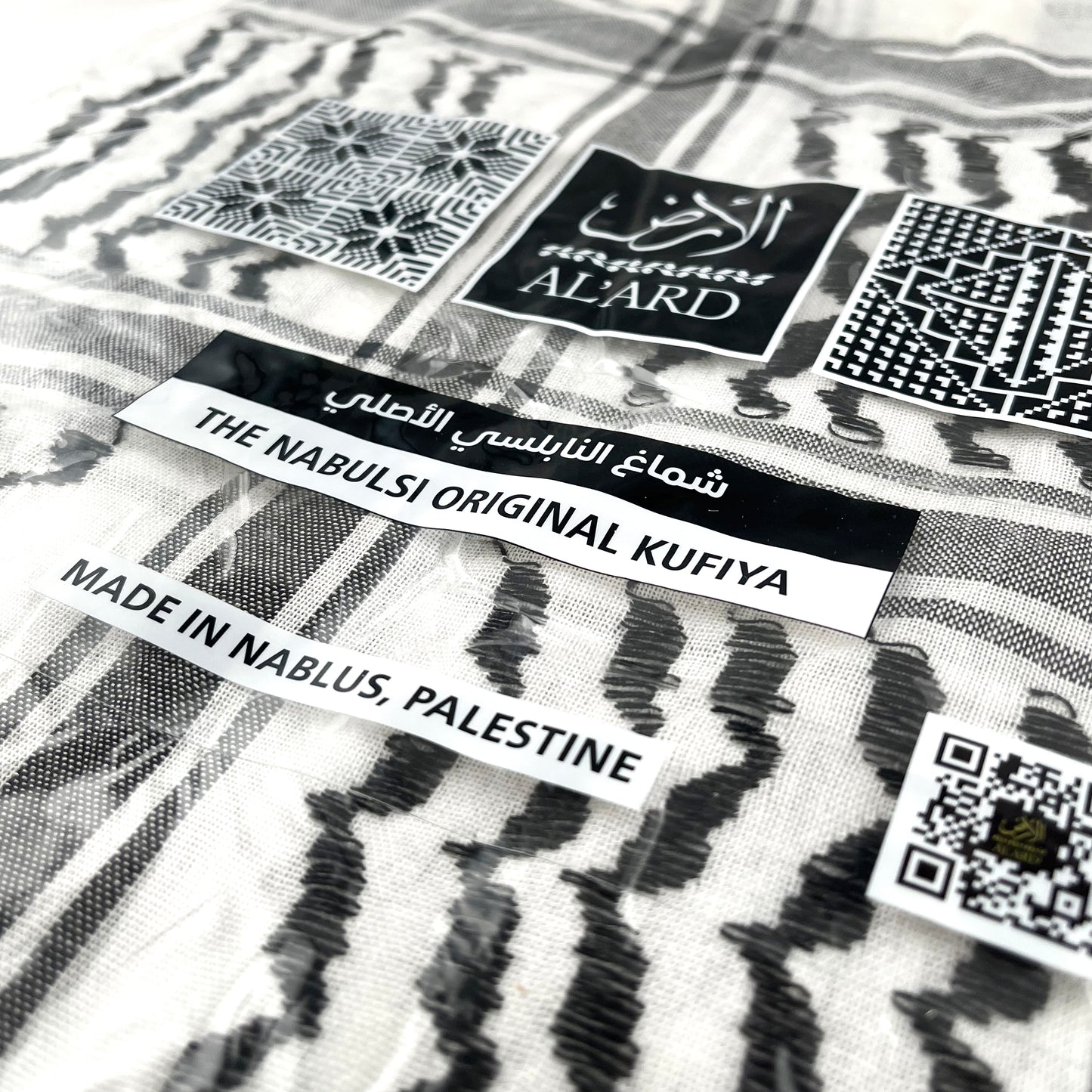 Black and white  Scarf NEW IN: Palestinian Black and White Kufiya (Made in Palestine)